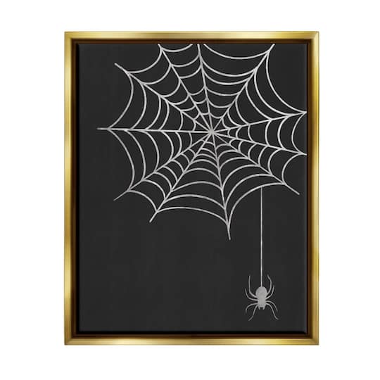 Stupell Industries Casual Black Hanging Spider Web Framed Floater Canvas Wall Art